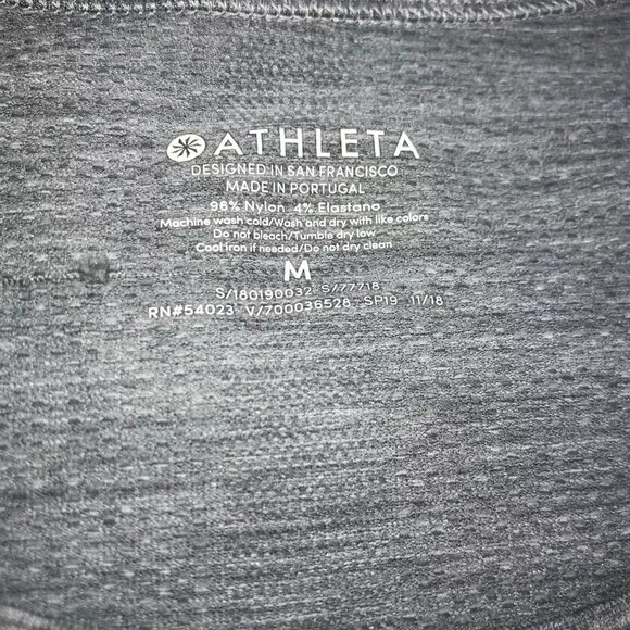 ATHLETA Speedlight Seamless Tee Shirt Gray Heathered Stripe. Crew Neck. Stretch - Picture 4 of 6